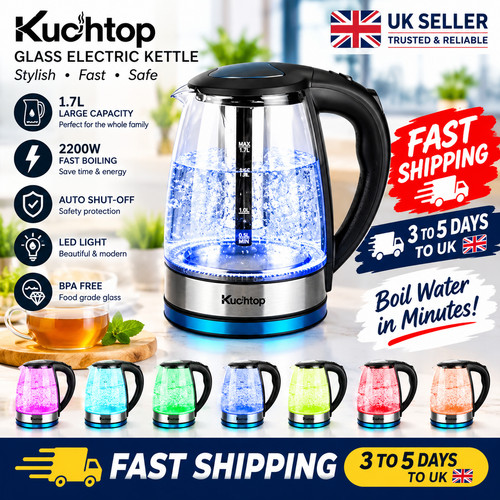 Led electric glass kettle - 1.8l,