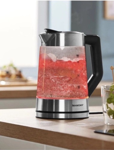 Silver crest glass kettle - crest,